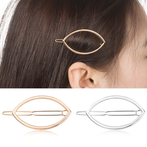 Barrettes à cheveux ovales évidées en métal doré et argenté pour femmes élégantes