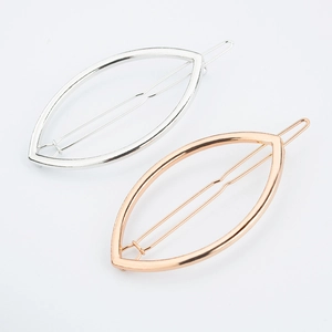 Barrettes à cheveux minimalistes en forme de feuille creuse en argent et or rose