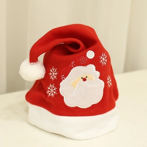 Cappello di Babbo Natale in peluche rosso con ricami e fiocchi di neve per feste natalizie