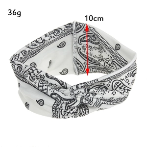 Bohemian paisley print headband with twisted knot design in white for women
