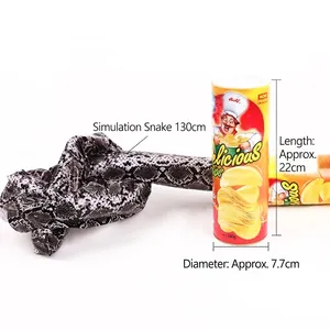 Funny prank potato chip snake in a red can with 130cm spring-loaded snake toy