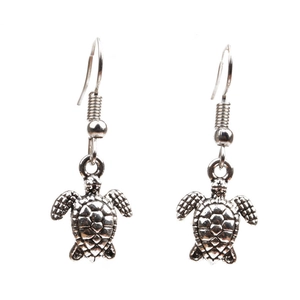 Orecchini a forma di tartaruga marina in argento vintage con dettagli del guscio