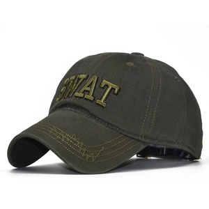 Casquette de baseball tactique en coton vert armée avec broderie SWAT en relief
