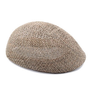 Men's summer straw ivy cap with hollow breathable weave in a natural tan finish