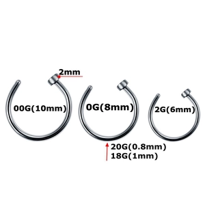 Size guide for stainless steel C-shaped nose rings with 6mm 8mm 10mm inner diameters