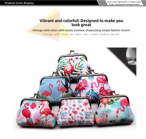 Selection of retro flamingo print coin purses with vintage metal clasp closure