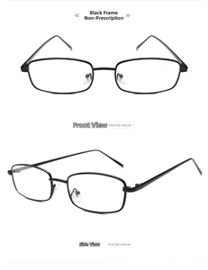 Detail view of black rectangular frames showing front and 45-degree angle perspectives