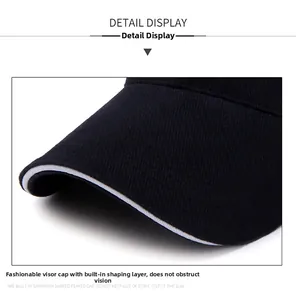 Gros plan sur le bord de la casquette noire en coton montrant la couture et la structure