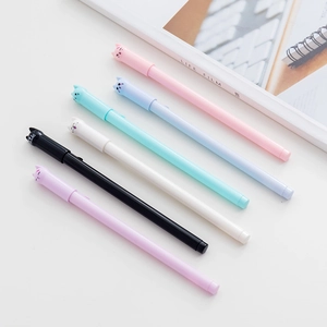 Set of 6 cute cartoon cat tail gel pens in pastel colors for school stationery