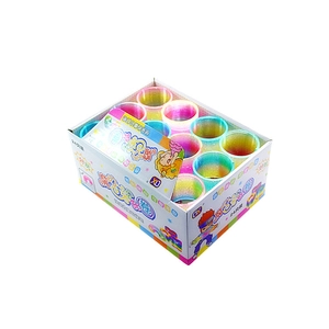 Detailed view of 24-piece box set containing small rainbow spring toys for kids