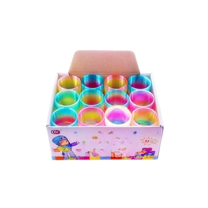 Set of 24 colorful gradient rainbow spring toys for kids in a display box