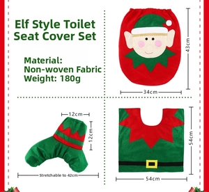 Größentabelle für das dreiteilige Weihnachts-WC-Sitzbezug-Set mit Elfen-Motiv und Maßen