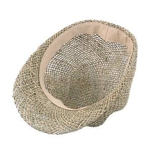 Breathable straw octagonal beret hat with mesh weave and sweatband for women
