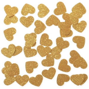 Sparkling gold glitter heart confetti for wedding table decor and DIY party crafts
