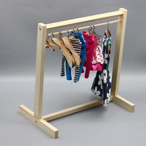 Miniature wooden doll clothes hangers set with smooth natural wood finish and texture