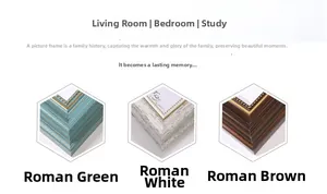 Detail view of vintage frame borders in Roman Green, White, and Brown with gold bead trim
