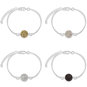 Silver round crystal bracelets in gold, champagne, silver, and black set for women