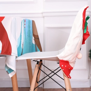 Festive 3D Santa chair cover and snowflake tablecloth for Christmas dining table decoration