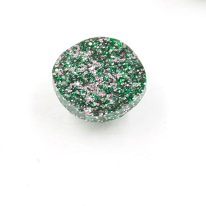 Green and pink glitter resin round cabochon pendants for necklace jewelry making