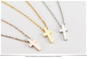 Detailed comparison of minimalist cross necklaces in rose gold, gold and silver finish