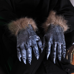 Realistic Werewolf Claw Gloves Horror Monster Paw Costume Props With Faux Fur And Vinyl For Halloween Cosplay