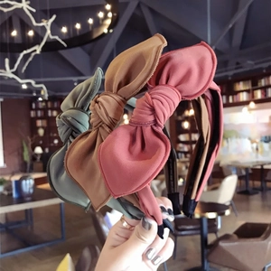 Solid Color Fabric Wrapped Bow Headband Thin Sweet Rabbit Ear Bowknot Hair Hoop Non Slip Korean Style Hair Accessories For Women