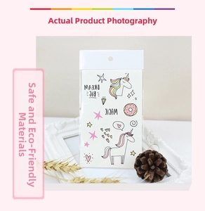 Detail view of waterproof unicorn temporary tattoo stickers for children with magic patterns