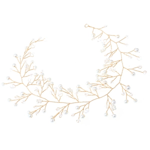 Détail de la vigne de cheveux de mariée dorée avec perles blanches et cristaux