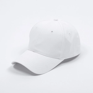 Close-up of high-quality white cotton twill fabric and stitching on a baseball cap