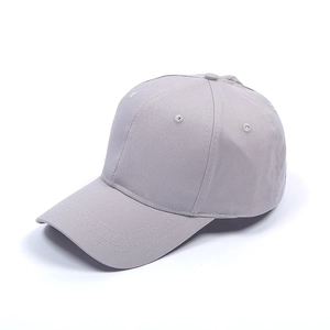 Unisex light gray baseball cap with classic six-panel design and curved sun visor