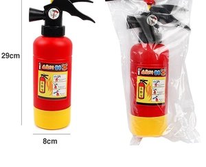 Detailed view of 29cm firefighter backpack water gun toy in red plastic packaging