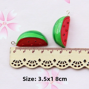 Detailed size 3.5x1.8cm view of resin watermelon pendants for DIY jewelry making