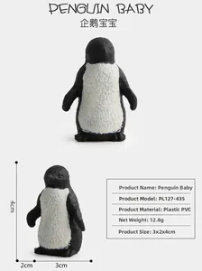 Detail view of solid PVC baby penguin model toy with dimensions 3x2x4cm and specifications
