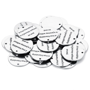 5 pieces of round stainless steel engraved friendship tags for DIY necklace jewelry making