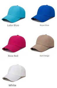Quick-dry mesh baseball caps shown in cyan, royal blue, rose red, beige, and white colors