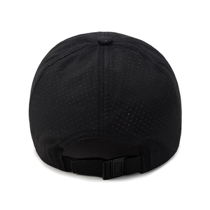Breathable black mesh sports cap with adjustable back buckle for outdoor running