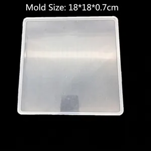 Square clear silicone mold for DIY resin art, measuring 18x18x0.7cm on black background