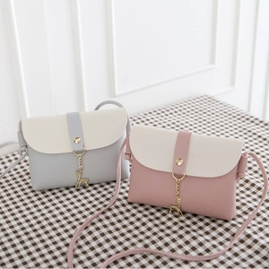 Mini macaron PU leather crossbody bag for women with cute gold deer charm pendant