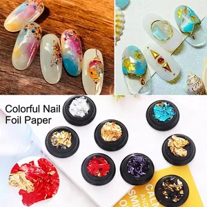 8-kleuren dubbelzijdige nail art folie papier set in zwarte potjes voor professionele DIY