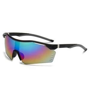Occhiali da sole sportivi unisex con lenti a specchio arcobaleno e fori di ventilazione