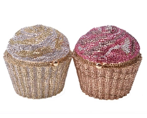 Sparkling cupcake shaped evening clutch bag with full rhinestone crystals for women
