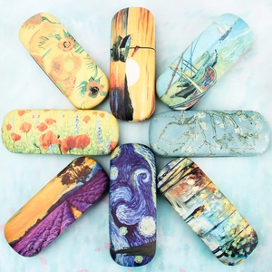 Artistic oil painting hard eyeglass cases featuring famous masterpiece patterns