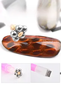 Outil magnétique double embout à fleur pour vernis gel œil de chat et effets nail art