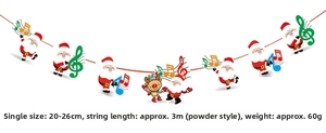 Detail of Christmas banner featuring Santa and reindeer with glitter finish and dimensions