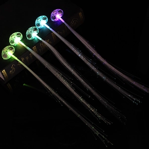 Set of 5 colorful LED fiber optic hair clips with glowing braids for festivals and parties