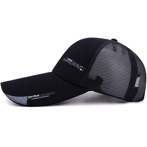 Men's mesh baseball cap with extended brim for sun protection featuring sport prints