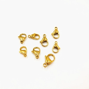 Polished 18K gold vacuum plated 316L stainless steel lobster clasps for jewelry DIY