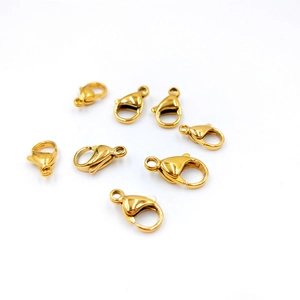 Multiple sizes of 18K gold-plated stainless steel lobster clasps for jewelry making