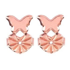 Elegant rose gold butterfly earring lifters for secure lobe support and comfort