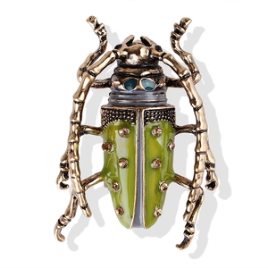 Vintage Enamel Locust Brooch Pin Retro Alloy Rhinestone Insect Corsage For Women Men Suit Decoration Jewelry